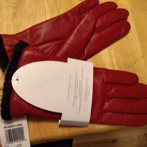 Chaps red leather gloves size medium